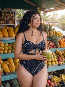 Swim Vcay Plus Size Women Solid Color One-Piece Backless Sexy Bikini Swimsuit - Black and White - View 8