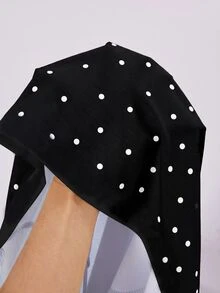 SHEIN 聖誕派對連身洋裝 時尚休閒優雅可愛 黑白波點 - 黑色 - 查看 8
