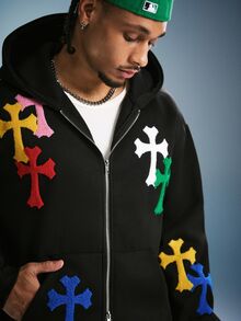 PAVTROS Men's Patchwork Zipper Placket Pocket Long Sleeve Fashion Hoodie - Black - View 5