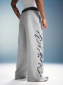 PAVTROS Men's Drawstring Waist Letter & Angel Graphic Casual Everyday Sweatpants - Light Grey - View 2