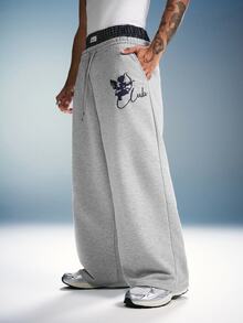 PAVTROS Men's Drawstring Waist Letter & Angel Graphic Casual Everyday Sweatpants - Light Grey - View 3