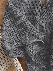 Breezaya 2024 New Women Spring/Autumn Casual Hollow-Out Knit Tie-Front Cardigan - Dark Grey - View 6