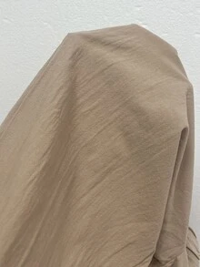 SHEIN LUNE 2026新款秋冬歐美復古純棉收口哈倫褲女款，彈性高腰大貼袋，寬鬆休閒錐形褲，水洗亞麻度假風，慵懶顯瘦修身長褲，適合戶外與通勤 - 卡其色 - 查看 7