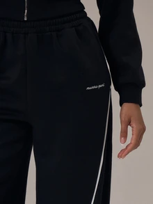 Musera Sport Sport Contrast Piping Wide Leg Joggers Tracksuit Bottom Only Winter Activewear Sport Gym Workout Alloy - Black - View 5