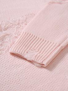 Manfinity Hypemode Men's Solid Color Crew Neck Long Sleeve Casual Pullover Sweater, For Fall Winter - Baby Pink - View 7