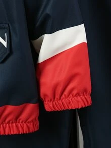 SHEIN Explorewe 2件組小男孩對比色拼接長袖半拉鍊連帽休閒套裝連帽衫 秋季 - 彩色 - 查看 6