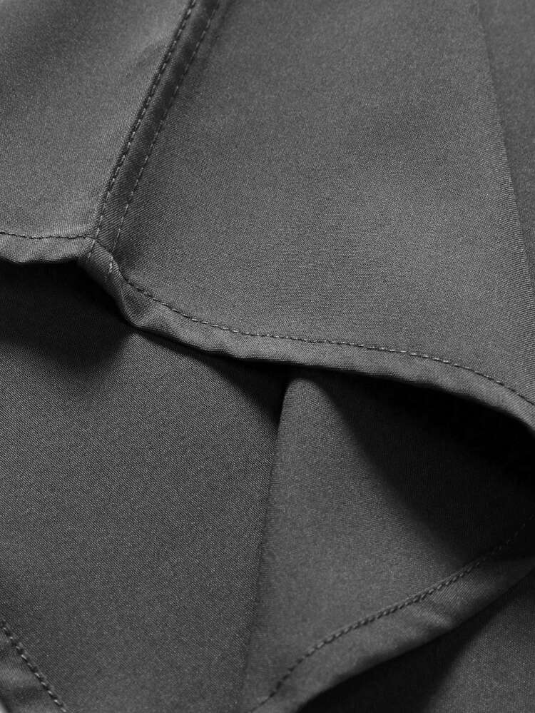 Calvornis Men's Summer Solid Color Casual Short Sleeve Formal Shirt (Cut Randomly), Ceremony - Dark Grey - View 6
