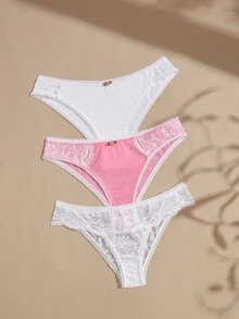 Lullawish Bohemian Sexy Lace Patchwork 3pcs/Set Women's Thongs - Multicolor - View 1