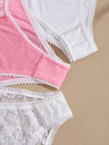 Lullawish Bohemian Sexy Lace Patchwork 3pcs/Set Women's Thongs - Multicolor - View 5