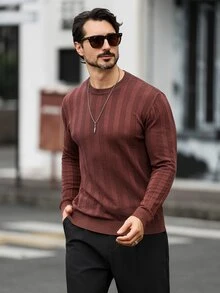 Marcello Vane 男士秋冬圓領長袖休閒百搭毛衣，中性風格，情侶穿搭，辦公通勤秋季，最佳節日禮物 - 彩色 - 查看 6