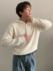 DAZY Autumn/Winter Hooded Apricot Loose Korean Style Men's Sweater - Apricot - View 3