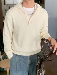 DAZY Autumn/Winter Hooded Apricot Loose Korean Style Men's Sweater - Apricot - View 6