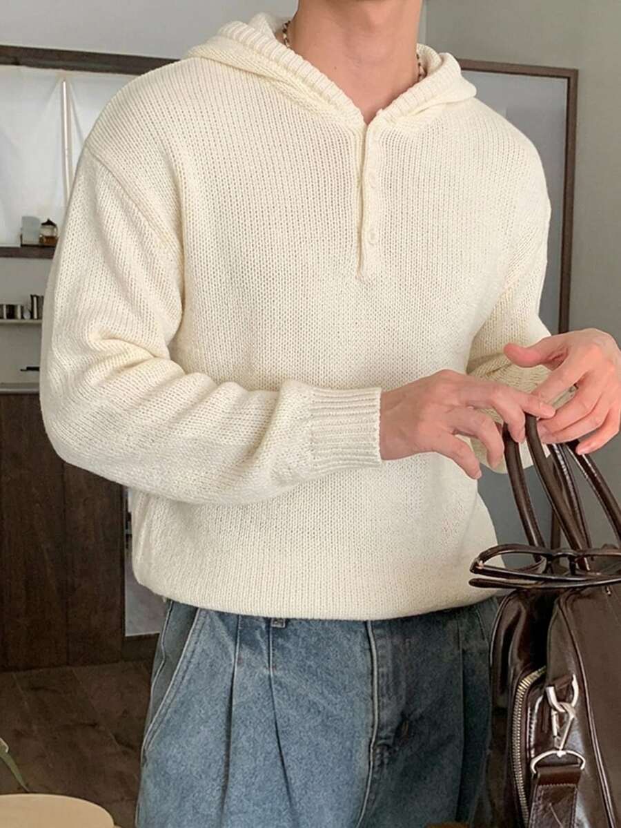 DAZY Autumn/Winter Hooded Apricot Loose Korean Style Men's Sweater - Apricot - View 1