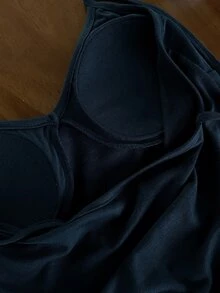 DAZY Women's Simple Versatile Camisole Tank Top For Daily Wear - Navy Blue - View 7