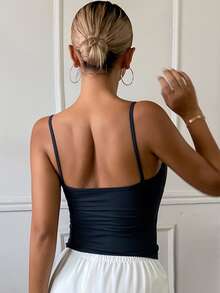 DAZY Women's Simple Versatile Camisole Tank Top For Daily Wear - Navy Blue - View 2