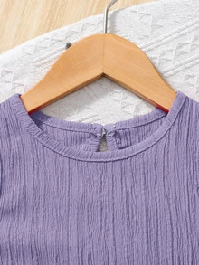 SHEIN Young Girl Woven Solid Color Round Neck Sleeveless Tank Top And Loose Woven Solid Color Shorts 2-Piece Set - Purple - View 8