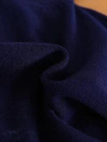SHEIN 幼童女童秋冬洋蔥領荷葉邊長袖蝴蝶結針織衫套裝，返校派對家庭穿搭，舒適柔軟，聖誕休閒深藍色 - 藏蓝色 - 查看 11