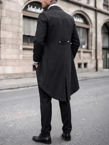 Manfinity Bizformal Men's Casual Loose Fit Commuter Versatile Trench Coat - Black - View 2
