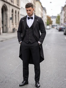 Manfinity Bizformal Men's Casual Loose Fit Commuter Versatile Trench Coat - Black - View 3
