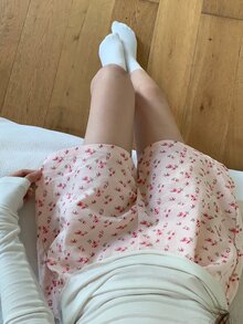 DAZY 2PCS Women Sleep Bottoms Lounge Pink And Red White Floral Casual Cute - Multicolor - View 8