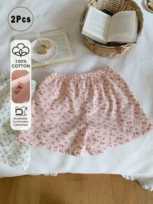 DAZY 2PCS Women Sleep Bottoms Lounge Pink And Red White Floral Casual Cute - Multicolor - View 9