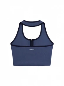 Nöista Part Of A Set, Activewear Halter Top With Contrast Color And Buttons On The Front, Perfect Confort For Casual Looks In Fall Winter, Barre, Yoga, Gym  - Blue - View 10