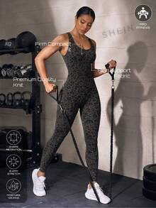Solea Cove Seamless High Elasticity Women's Sports Jumpsuit - Dark Grey - View 3