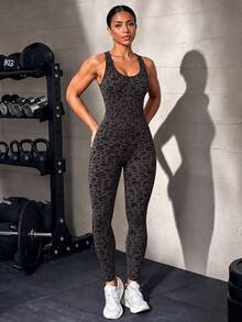 Solea Cove Seamless High Elasticity Women's Sports Jumpsuit - Dark Grey - View 5