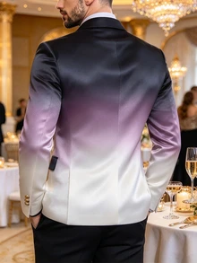 Calvornis Men's Stylish Casual Gradient Suit Blazer, Suitable For Banquets, Weddings, And Hosting Formal Events, Old Money - Multicolor - View 2