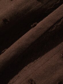 Dazy Kids Tween Girl Vintage Button Embroidery Hollow Bow Decor Blouse - Coffee Brown - View 7