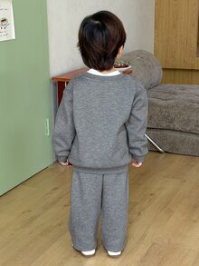 Dazy Kids Infant Boys' Crew Neck Colorblock 2 In 1 Sweatshirt And Long Pants 2 Pieces Set - Grey - View 2
