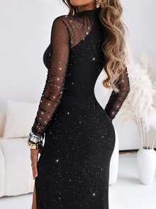 SHEIN LUNE Fall Clothes FOR WomenWomen Long Dresses - Black - View 2