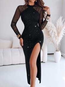 SHEIN LUNE Fall Clothes FOR WomenWomen Long Dresses - Black - View 4