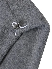 DAZY Autumn/Winter Grey Fleece Fabric Loose Fit Men's Hoodie With Chest Graphic Letter Print - Grey - View 7
