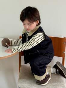 Dazy Kids Pantalones vaqueros de pierna ancha estilo coreano casual y holgado para bebé/niño pequeño (niño) otoño - Azul - Ver 2