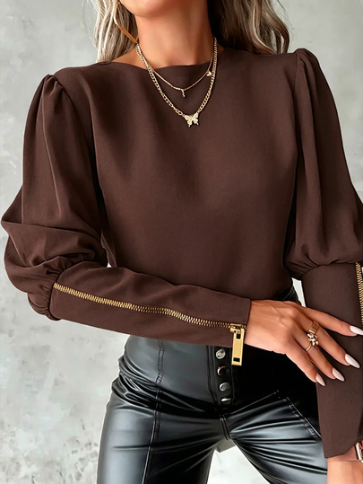 Xyvia Women's Solid Color Casual Versatile Everyday Outing Shirt