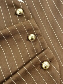Elenzga Autumn Commute Office Wear Elegant 2 Pieces Striped Minimalist Set - Brown - View 7