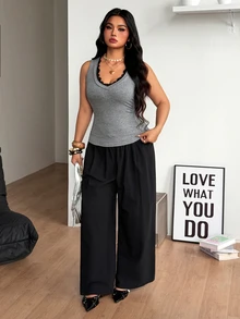 Coolane 女款大尺碼夏秋街頭風優雅正式鄉村性感Y2K外穿夜店休閒無袖黑色蕾絲V領灰色背心上衣萬聖節 - 淺灰色 - 查看 8