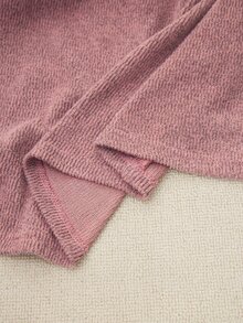 Slowluna Maternity Solid Color Wrap Top And Adjustable Waist Long Pants Nursing 2 Pieces Set Fall - Pink - View 9