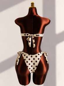 Swim SXY Women's Summer Beach New Sexy Leopard Floral Print Halter Backless Bikini And Side Tie Two Pieces Swimwear Set - Yellow - View 8