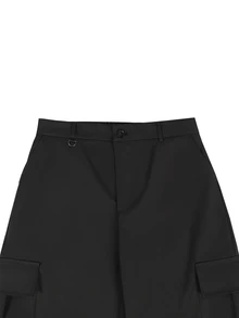 Manfinity Homme Men's Black Long Pants, Multi-Pocket Cargo Pants, Loose Casual Versatile Fashion Trousers - Black - View 5