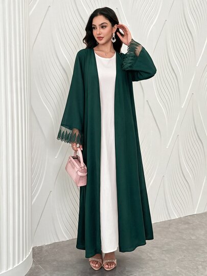 Yasmyna Elegant Modest Lace Cuff Design Women's Arabic Abaya Christening Guest Ninang Wedding Fall