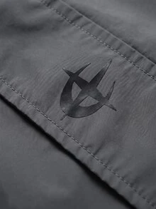 Manfinity Hypemode 男士深灰色連帽夾克，抽象圖案，拉鍊口袋，休閒街頭風，戶外穿著，度假秋季款 - 彩色 - 查看 3