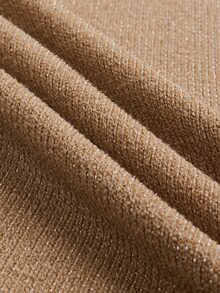Omancia Women's New Autumn/Winter Solid Color Silver Thread 2 Pieces Set - Apricot - View 4