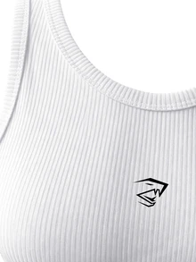 Gym Rark 1pc Men's Summer Cartoon Print Ribbed Knit Comfortable Sports Tank Top Gym Workout White Graphic Athleisure - White - View 3