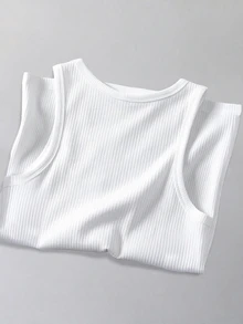 Gym Rark 1pc Men's Summer Cartoon Print Ribbed Knit Comfortable Sports Tank Top Gym Workout White Graphic Athleisure - White - View 2