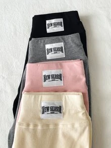 SHEIN 青少年女孩字母印花休閒緊身褲套裝 - 彩色 - 查看 5