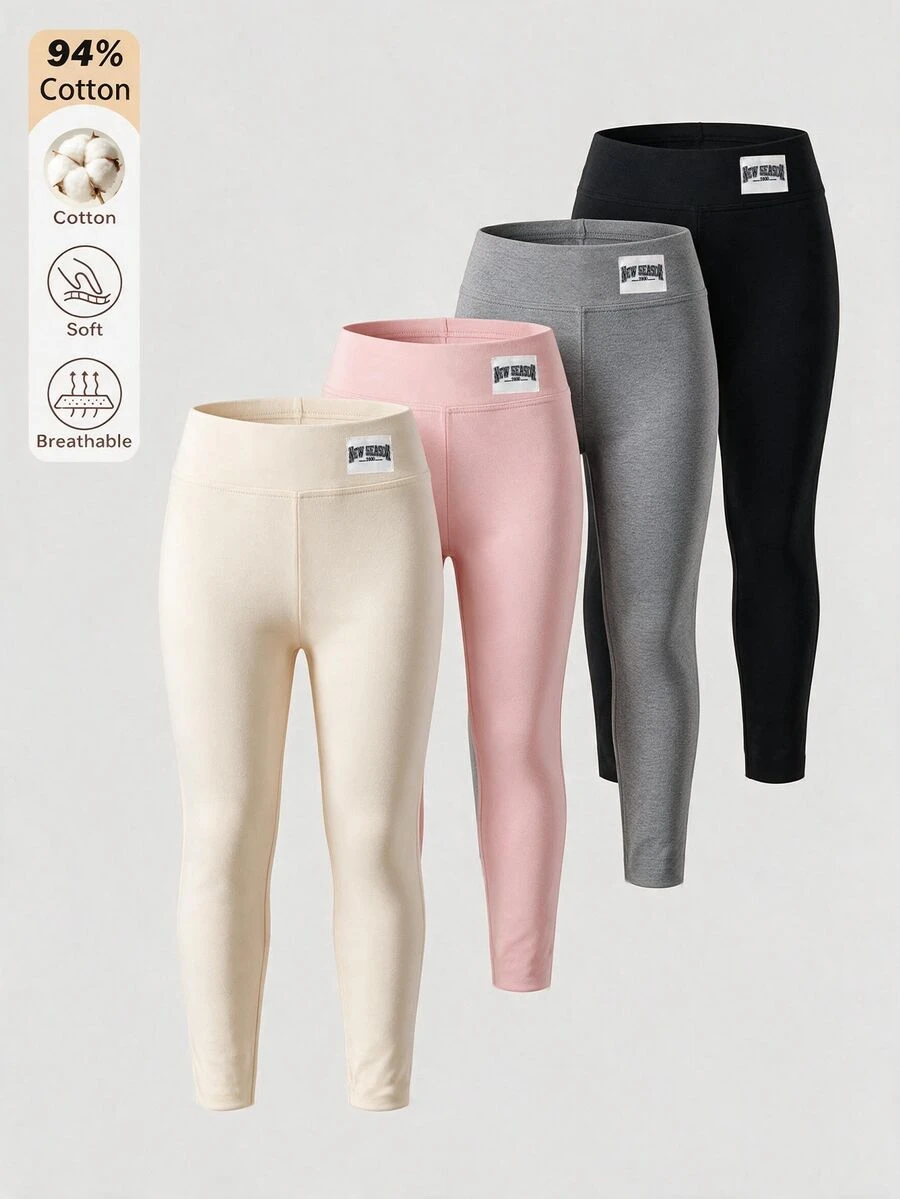 SHEIN 青少年女孩字母印花休閒緊身褲套裝