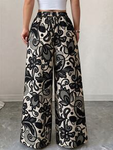 Selianne Women's Spring/Summer Elegant Streetwear Vacation Commute Printed Patchwork A-Line Pants Long Trousers - Multicolor - View 2