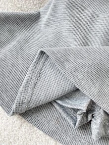 SHEIN 女童 2 件組秋冬滑板裙，黑色與灰色純色高腰針織喇叭迷你裙，柔軟透氣棉混紡青少年女孩休閒校園裙 - 彩色 - 查看 6